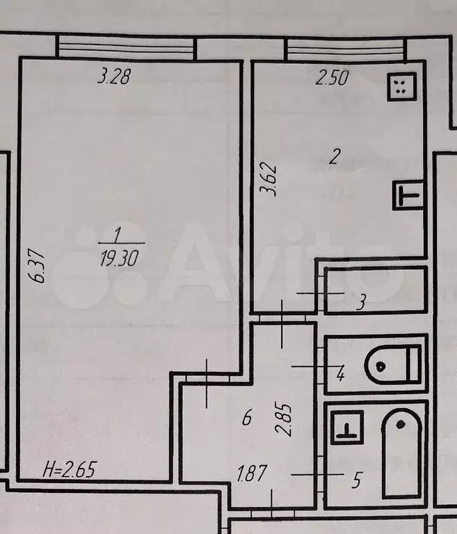 1-к. квартира, 35,4 м, 4/5 эт. - Фото 0