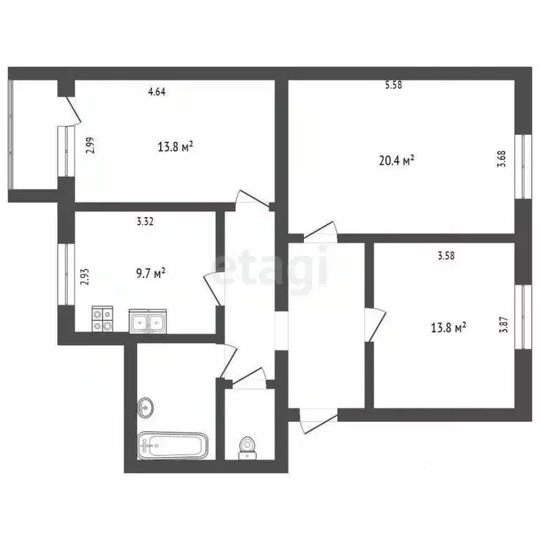 3-к кв. Белгородская область, Белгород ул. Виктора Лосева, 21 (79.0 м) - Фото 1