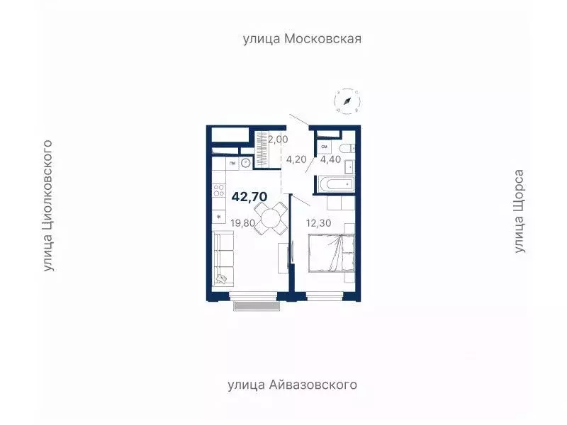 1-к кв. Свердловская область, Екатеринбург ул. Московская, 249/2 (42.5 ... - Фото 0