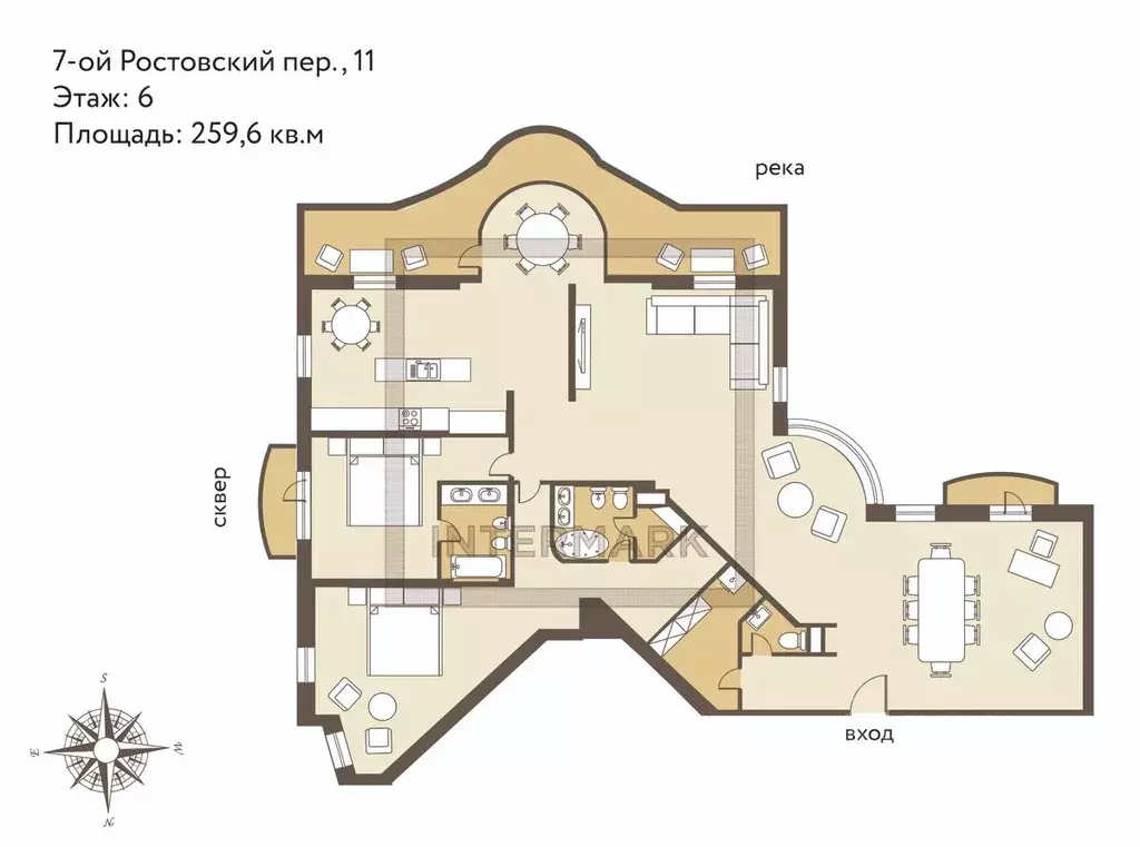5-к кв. Москва 7-й Ростовский пер., 11 (259.6 м) - Фото 2
