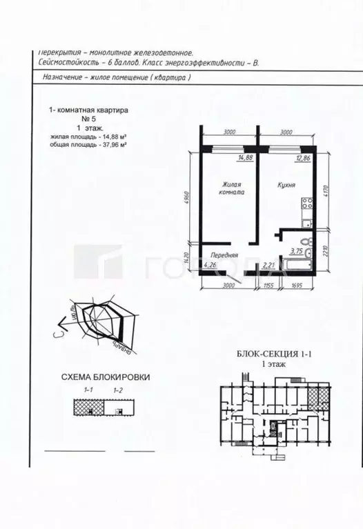 1-к кв. Новосибирская область, Новосибирск ул. Петухова, 16/3 (37.6 м) - Фото 1