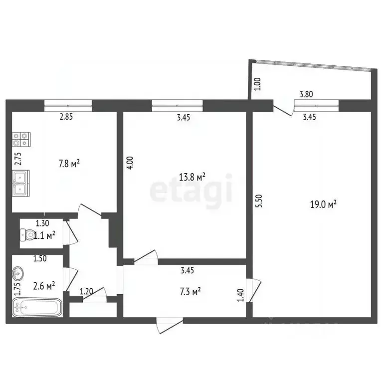 2-к кв. Краснодарский край, Геленджик Парус мкр, 11 (52.1 м) - Фото 2