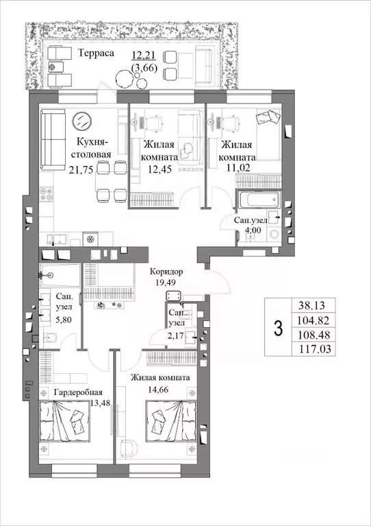 4-к кв. Калужская область, Калуга Жилыеы Острова кв-л,  (108.48 м) - Фото 0