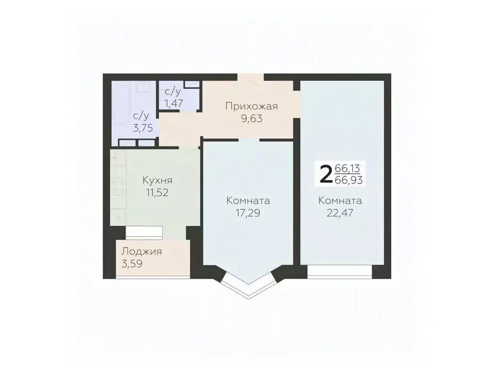 2-к кв. Орловская область, Орел ул. Панчука, 83Б (66.93 м) - Фото 0