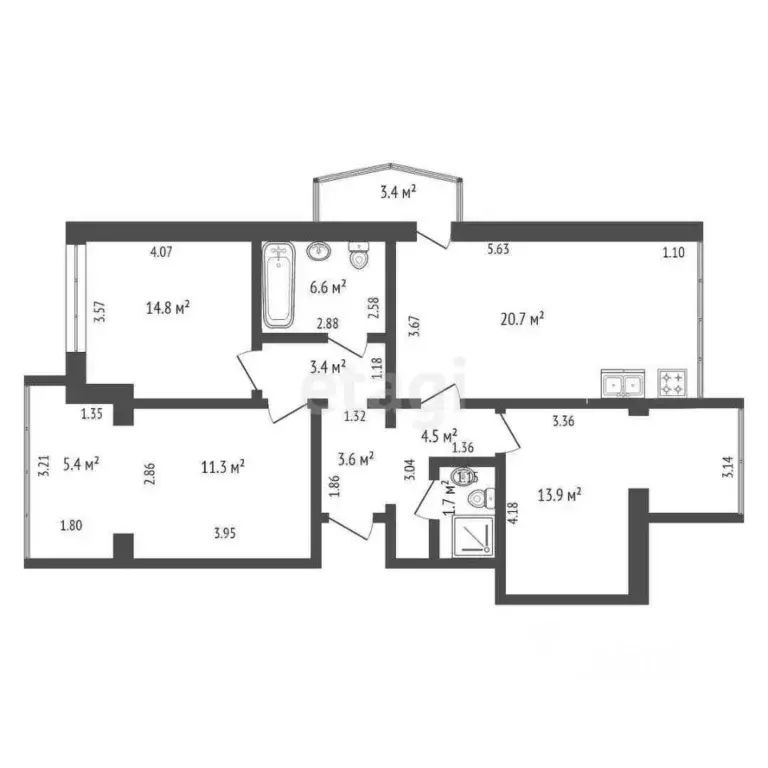 3-к кв. Крым, Ялта ул. Сеченова, 27 (100.0 м) - Фото 1