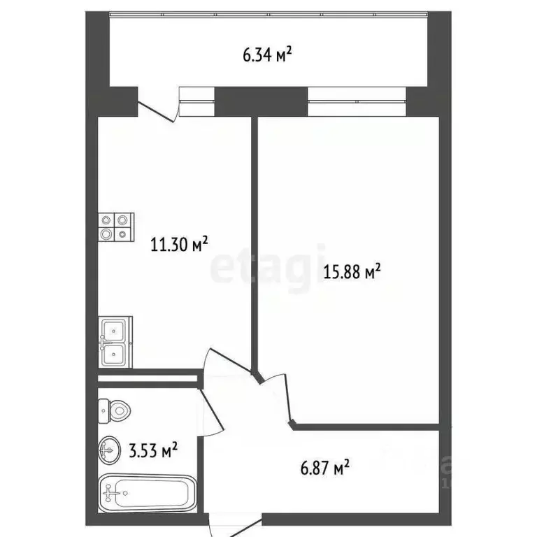 1-к кв. Татарстан, Набережные Челны ул. Гостева, 7 (37.3 м) - Фото 1