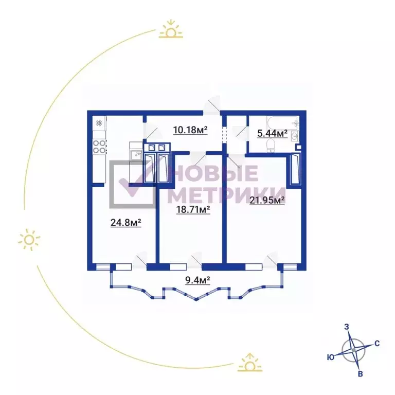 2-к кв. Санкт-Петербург просп. Просвещения, 43 (90.6 м) - Фото 1