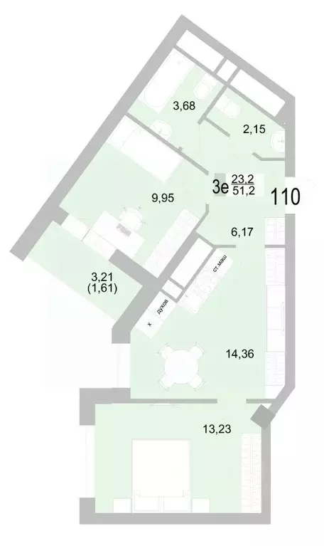 2-к кв. Свердловская область, Екатеринбург ул. Черкасская, 5к1 (52.76 ... - Фото 1