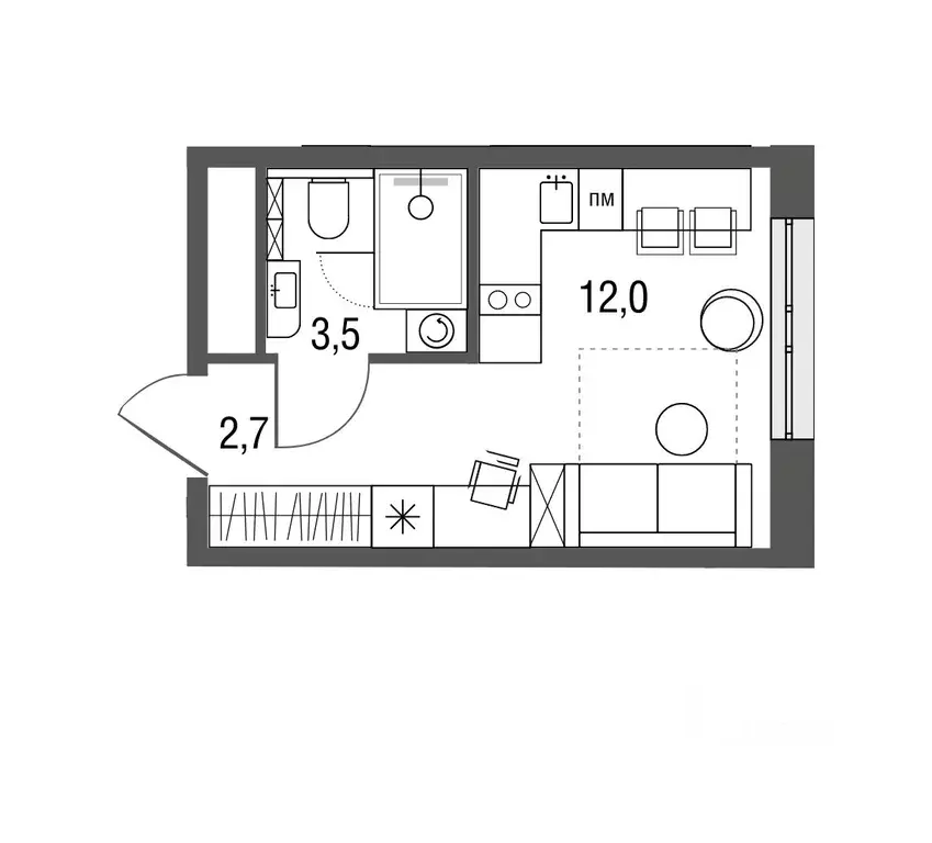 Студия Москва Тагильская ул., 2к1 (18.4 м) - Фото 0