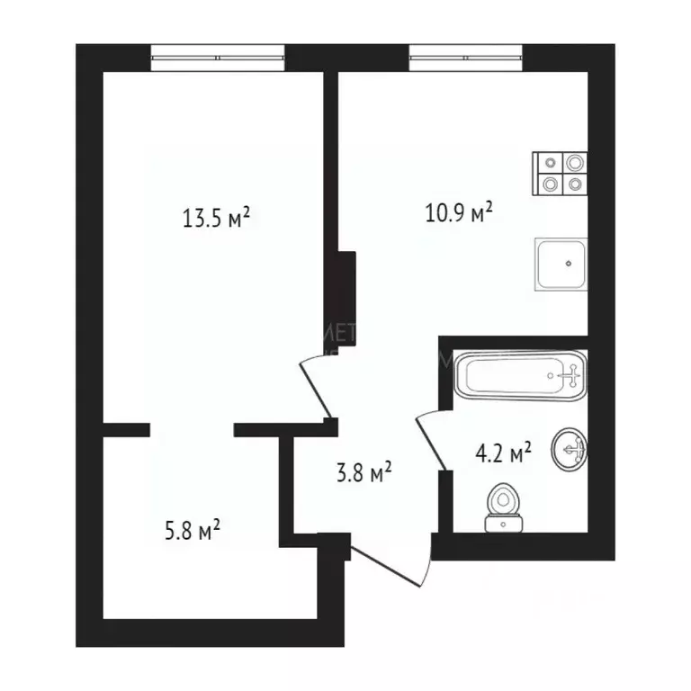 1-к кв. Тюменская область, Тюмень ул. Республики, 204к11 (32.5 м) - Фото 2