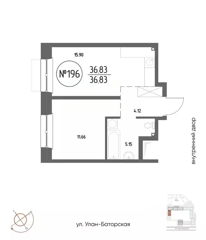 1-к кв. Иркутская область, Иркутск Макс жилой комплекс (36.83 м) - Фото 1