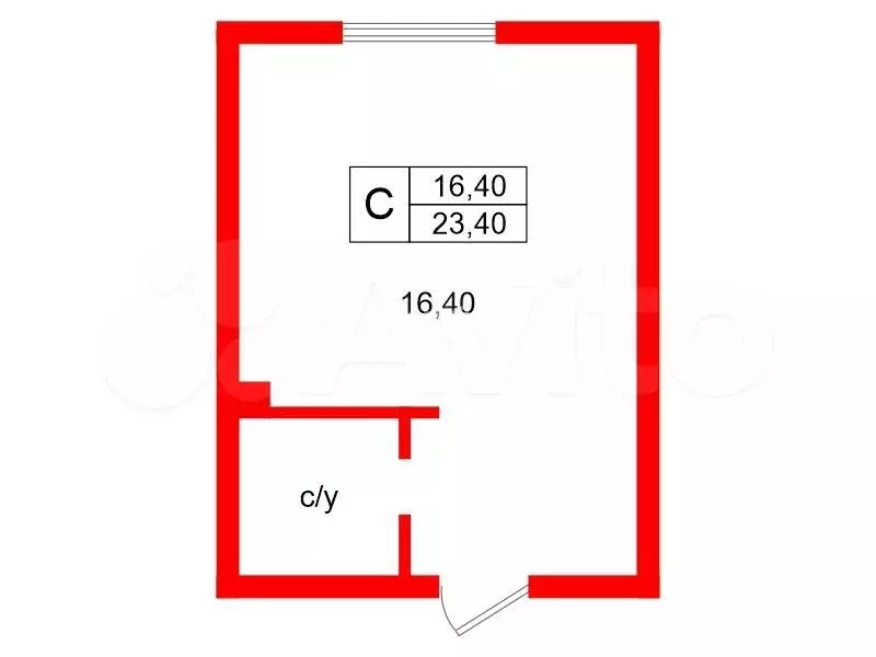 Квартира-студия, 23,4 м, 4/4 эт. - Фото 0
