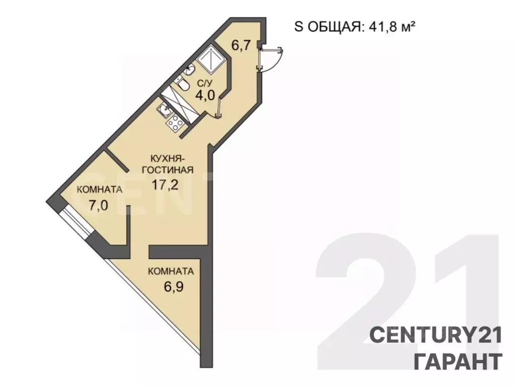 2-к кв. Санкт-Петербург Ленинский просп., 82к1 (41.8 м) - Фото 2