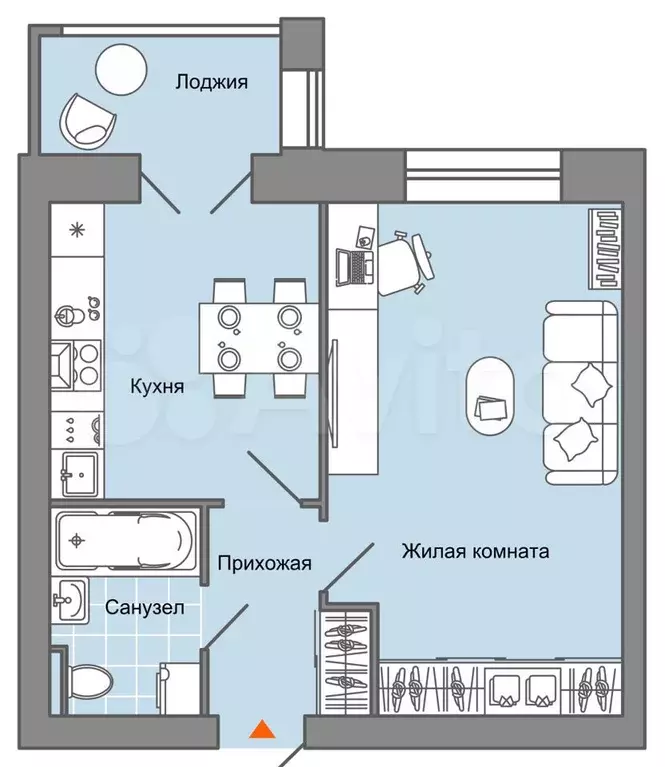 1-к. квартира, 40 м, 8/8 эт. - Фото 0