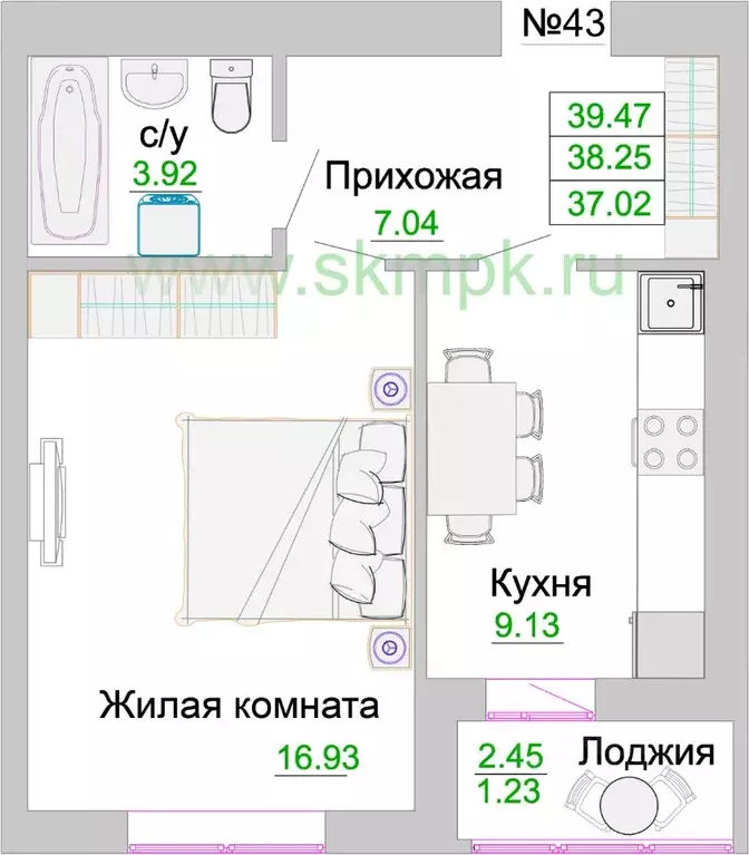 1-к кв. Калининградская область, Зеленоградск  (38.7 м) - Фото 0