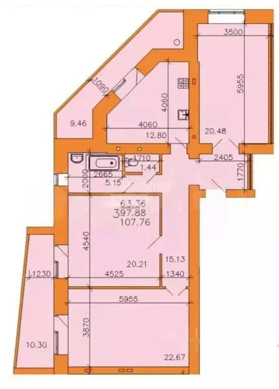 3-к кв. Рязанская область, Рязань Интернациональная ул., 16к7 (120.0 ... - Фото 2