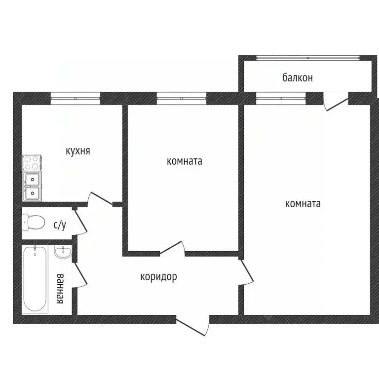 2-к кв. Свердловская область, Нижний Тагил Киевская ул., 179 (50.3 м) - Фото 1