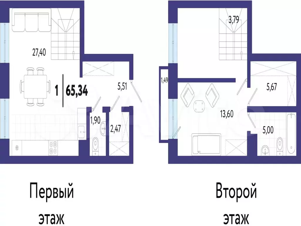 1-к. квартира, 65,3 м, 1/10 эт. - Фото 1