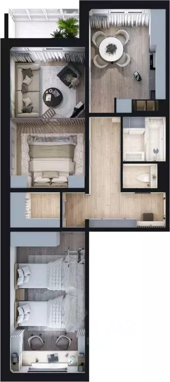 2-к кв. Чувашия, Чебоксары ул. Академика В.Н.Челомея, 14 (64.3 м) - Фото 2