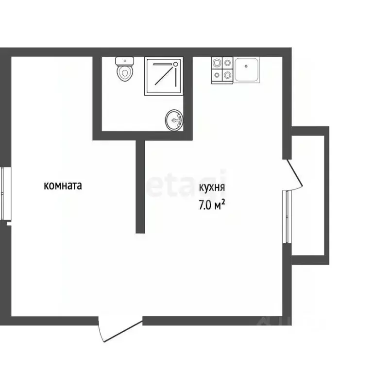 1-к кв. Томская область, Томск Сибирская ул., 102 (37.5 м) - Фото 2