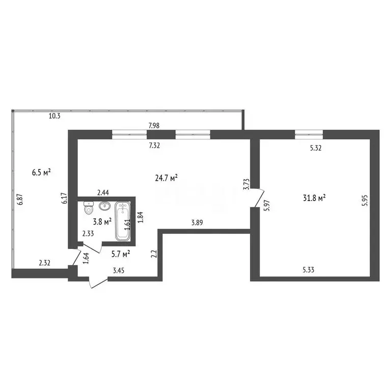 2-комнатная квартира: село Наумовка, улица Ленина, 47 (66 м) - Фото 1
