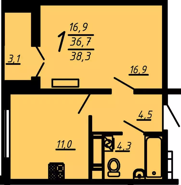 Продаётся 1-к квартира, 38.3 м - Фото 0