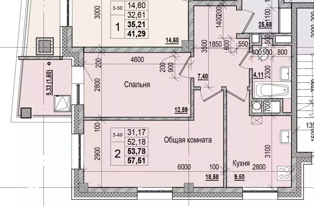 2-к кв. Саха (Якутия), Якутск ул. Чкалова, 47 (53.78 м) - Фото 1