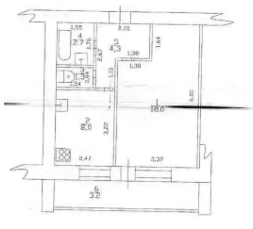 1-к кв. Татарстан, Казань Гвардейская ул., 61 (37.5 м) - Фото 2