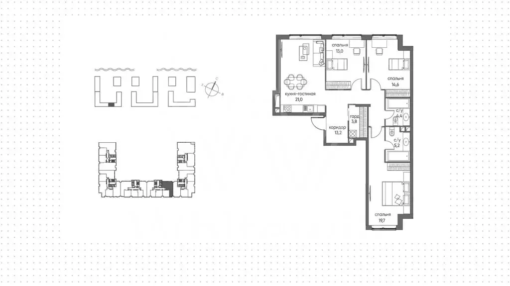 4-комнатная квартира: Москва, улица Нижние Мнёвники, 7 (95 м) - Фото 1