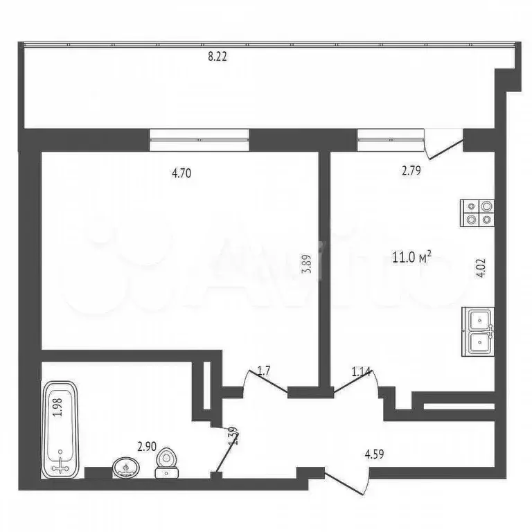 Квартира-студия, 38 м, 8/9 эт. - Фото 0