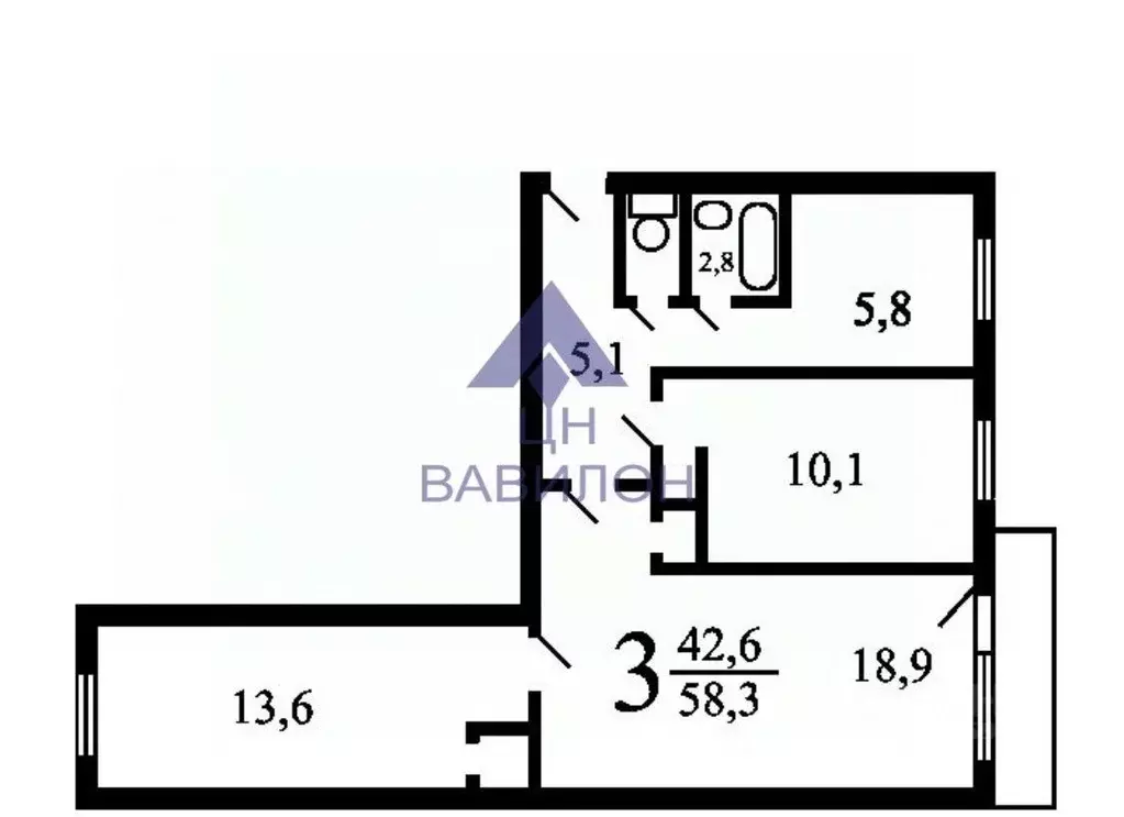 3-к кв. Ростовская область, Волгодонск ул. Энтузиастов (59.6 м) - Фото 2