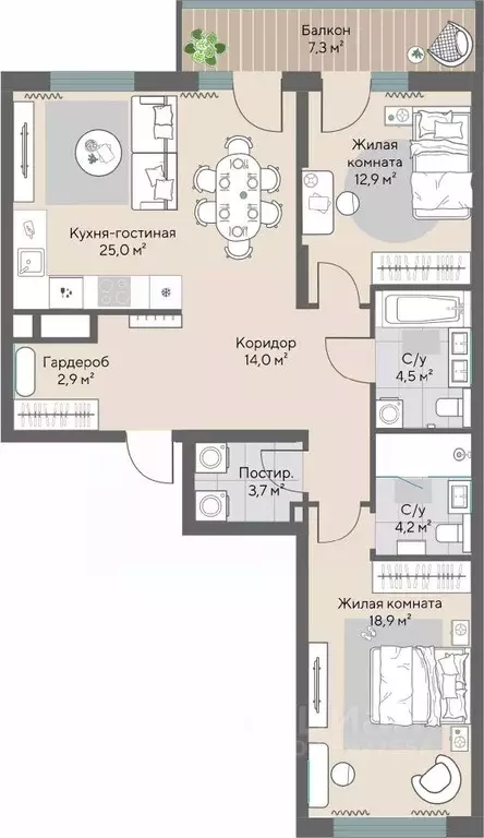 2-к кв. Свердловская область, Екатеринбург ВИЗ жилрайон,  (88.3 м) - Фото 0