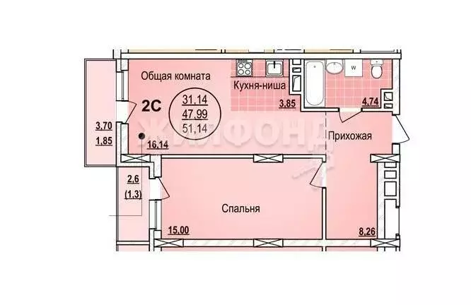 2-комнатная квартира: Новосибирск, улица Писарева, 42 (47.6 м) - Фото 0