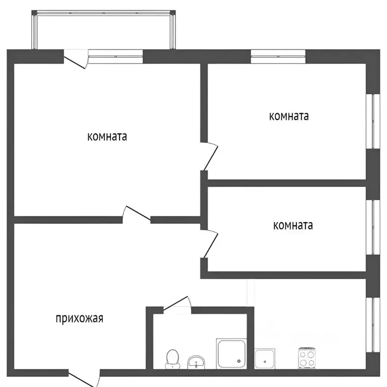 3-к кв. Татарстан, Казань Шоссейная ул., 20 (52.3 м) - Фото 1