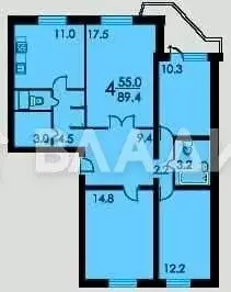 3-к кв. Москва Пятницкое ш., 40 (89.7 м) - Фото 2