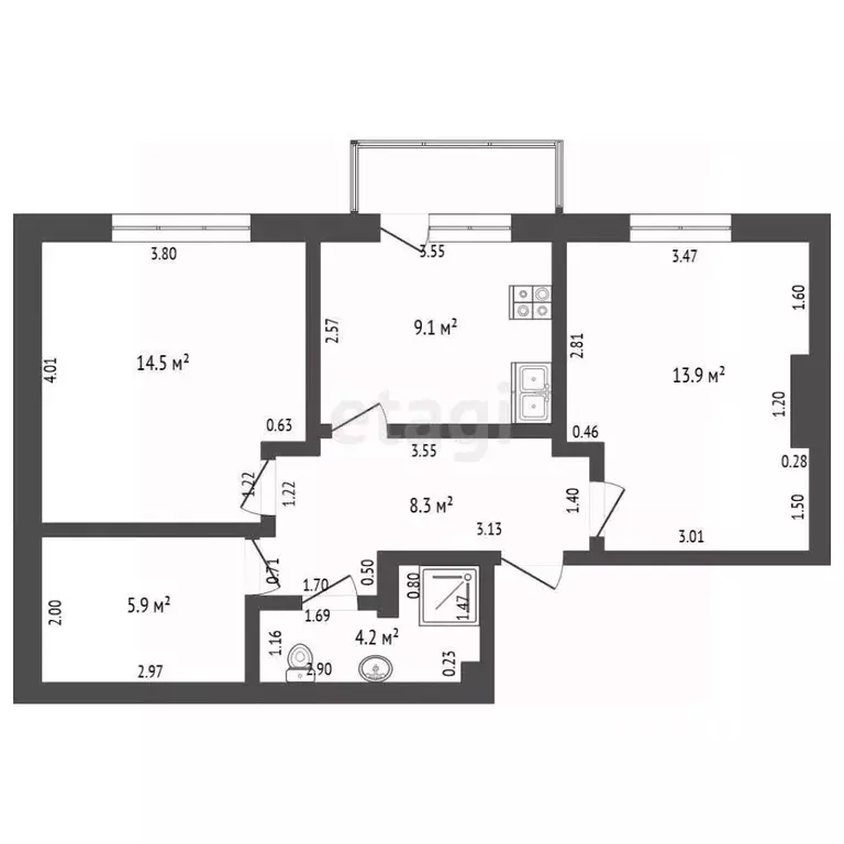 2-к кв. Крым, Евпатория просп. Победы, 87Бк1 (57.9 м) - Фото 2