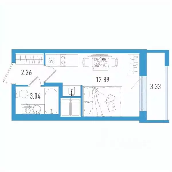 Студия Санкт-Петербург дор. Муринская, 67 (19.19 м) - Фото 0