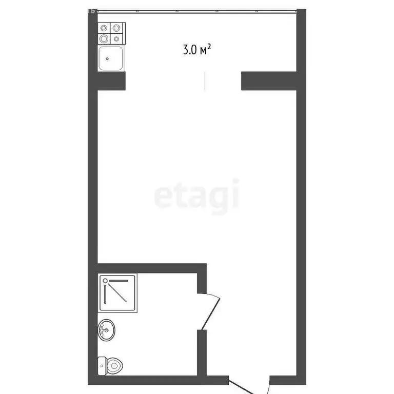 Квартира-студия: Тюмень, Олимпийская улица, 24 (13.3 м) - Фото 1