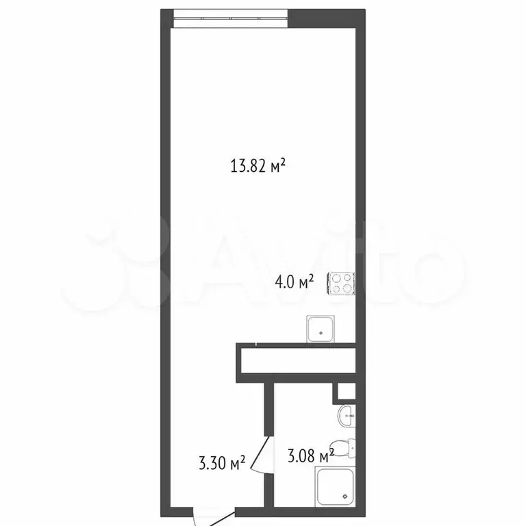 Апартаменты-студия, 24,2 м, 3/9 эт. - Фото 0