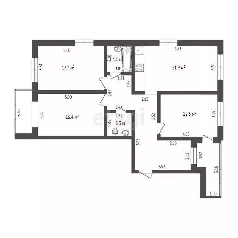 3-к кв. Тюменская область, Тюмень ул. Мельникайте, 136к6 (95.3 м) - Фото 0