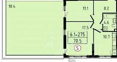 2-к кв. Москва № 160 кв-л, 1Вк4 (70.5 м) - Фото 2