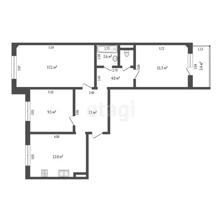 3-комнатная квартира: Тюмень, Кремлёвская улица, 102к1 (65.3 м) - Фото 1