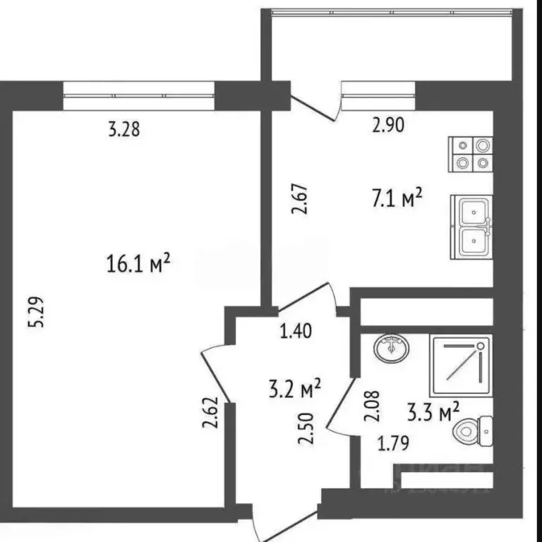 1-к кв. Крым, Симферополь ул. Балаклавская, 73Д (30.0 м) - Фото 2