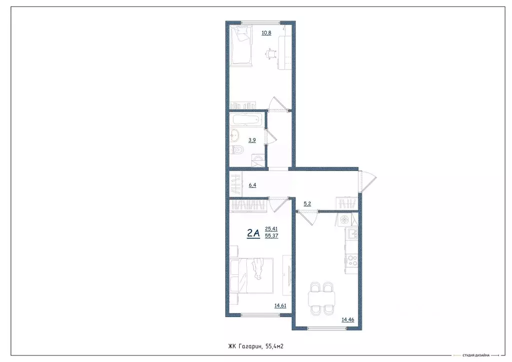 2-к кв. Ярославская область, Ярославль ул. Дядьковская, 16А (55.4 м) - Фото 1