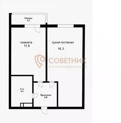 1-комнатная квартира: Краснодар, Домбайская улица, 55 (38 м) - Фото 1