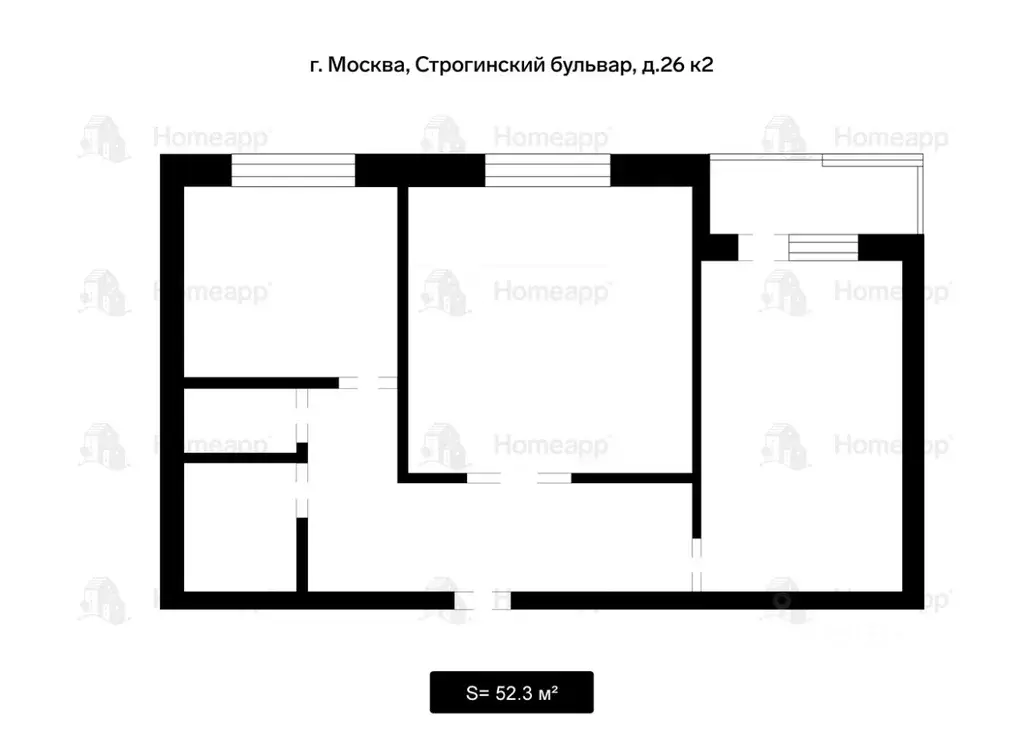 2-к кв. Москва Строгинский бул., 26К2 (52.3 м) - Фото 2