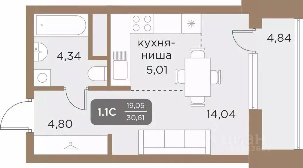 Студия Свердловская область, Екатеринбург Академический мкр, 22-й ... - Фото 0