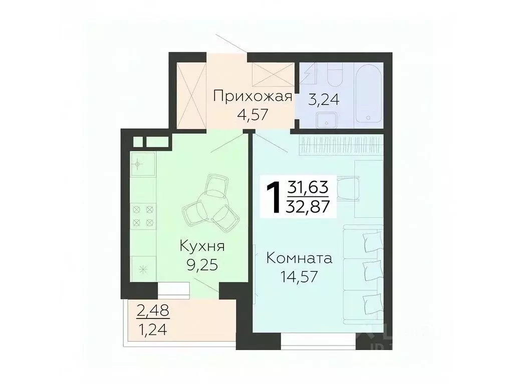 1-к кв. Воронежская область, Воронеж ул. 45-й Стрелковой Дивизии, 117 ... - Фото 0