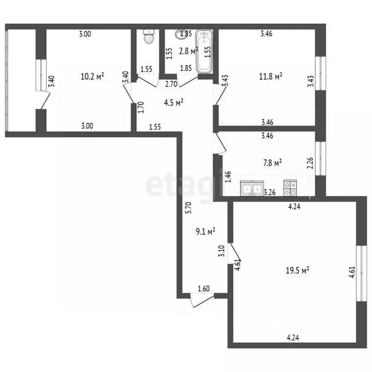 3-к кв. Крым, Щелкино Ленинский район, 2-й мкр, 57 (65.3 м) - Фото 2