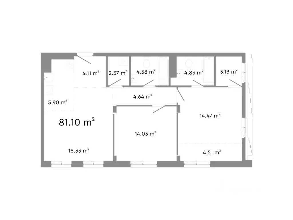 2-к кв. Челябинская область, Челябинск ул. Худякова, 18/2 (81.1 м) - Фото 0